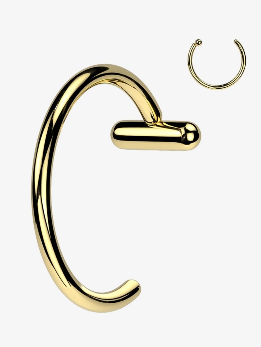 Gold Nose Hoop with Bar Stopper - Women Jewelry